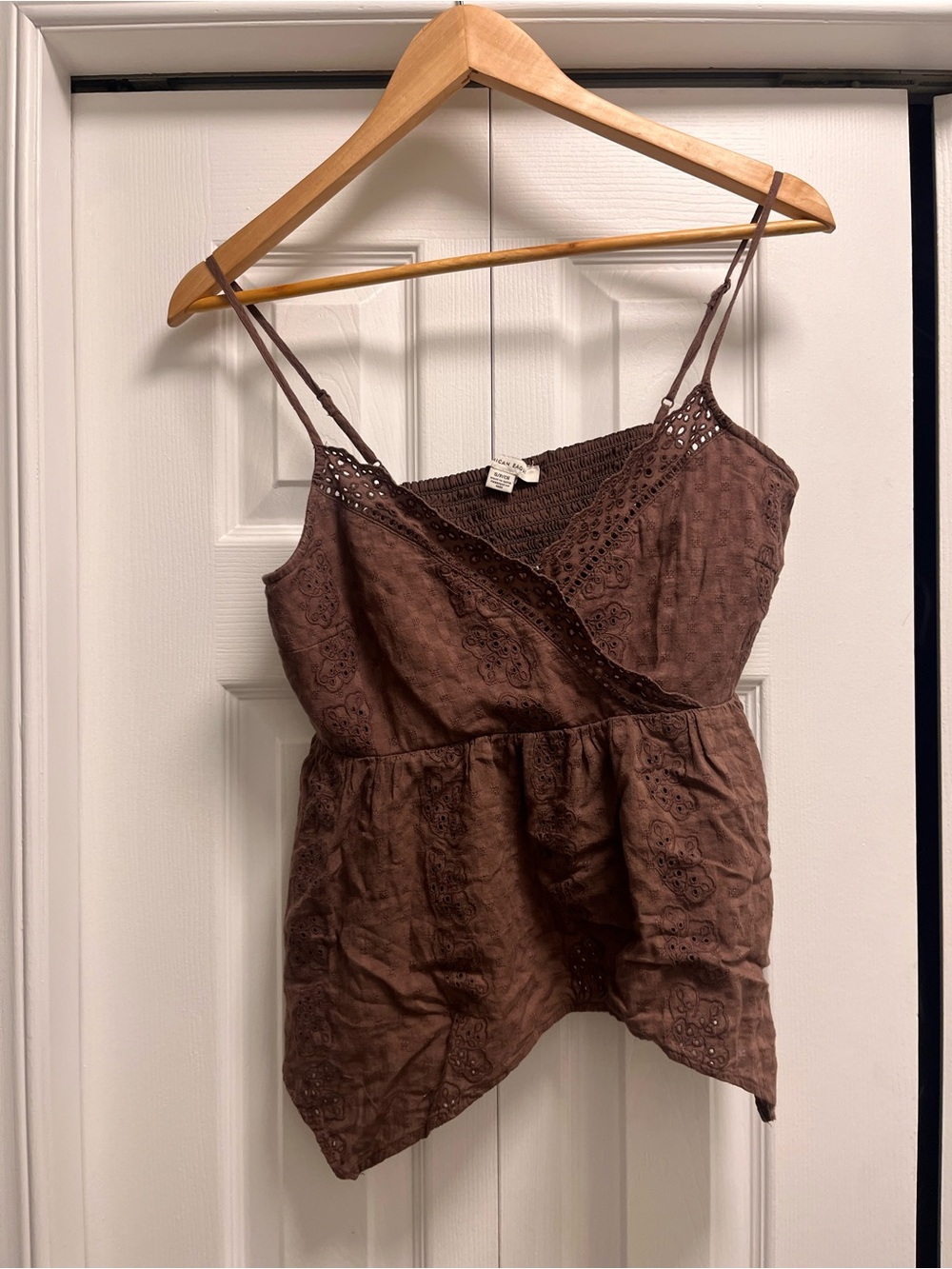 American Eagle Outfitters Brown Eyelet Lace-Trim Cami